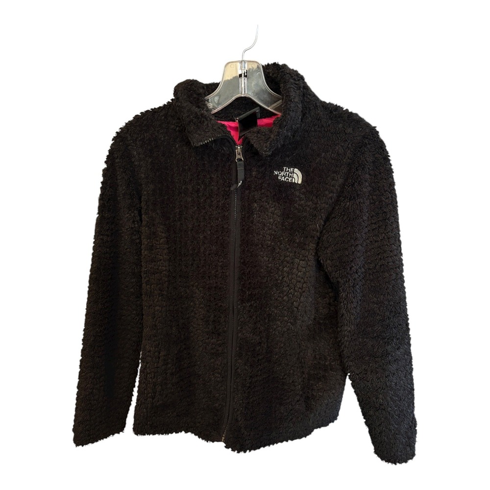 The‎ North Face Girls Fleece Jacket Black Pink L 14/16 Teddy Sherpa